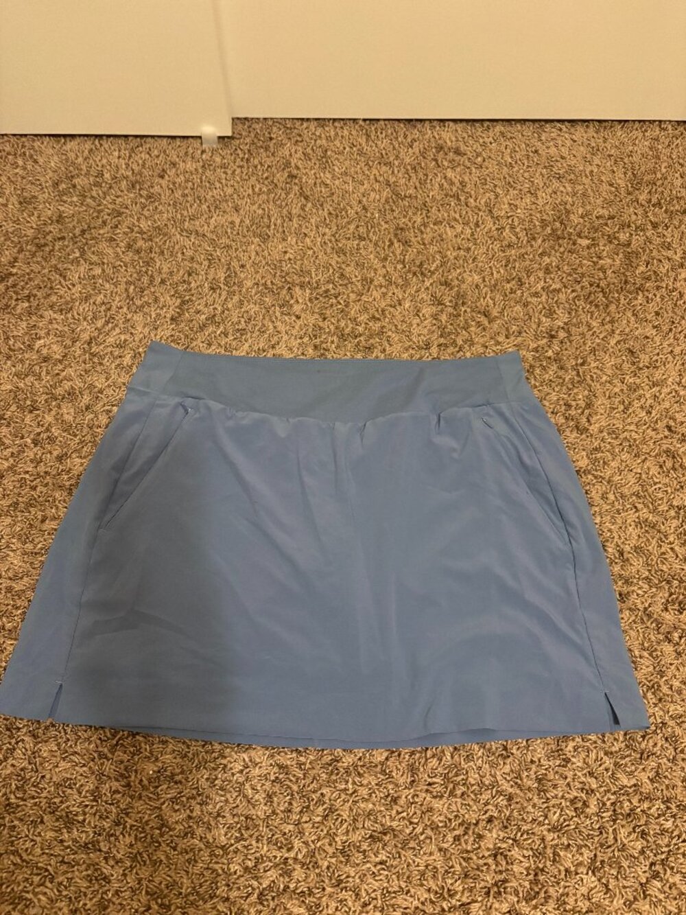 Athleta Soho Skort Large 16 Powder Blue Undershorts Pockets Pull On Elastic